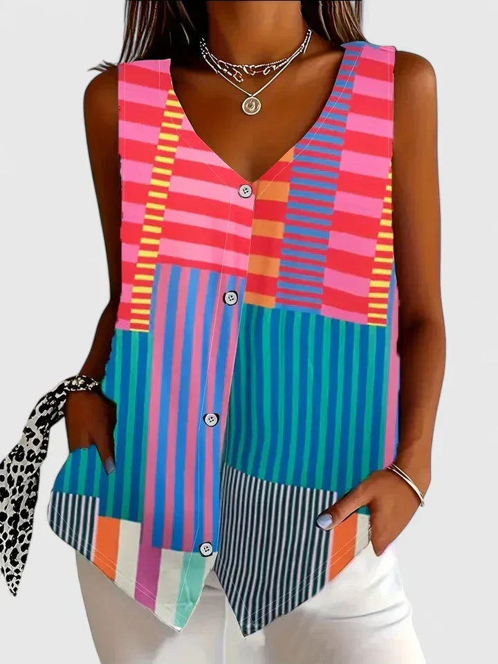 Brenda | Sleeveless Button-Front Blouse Image