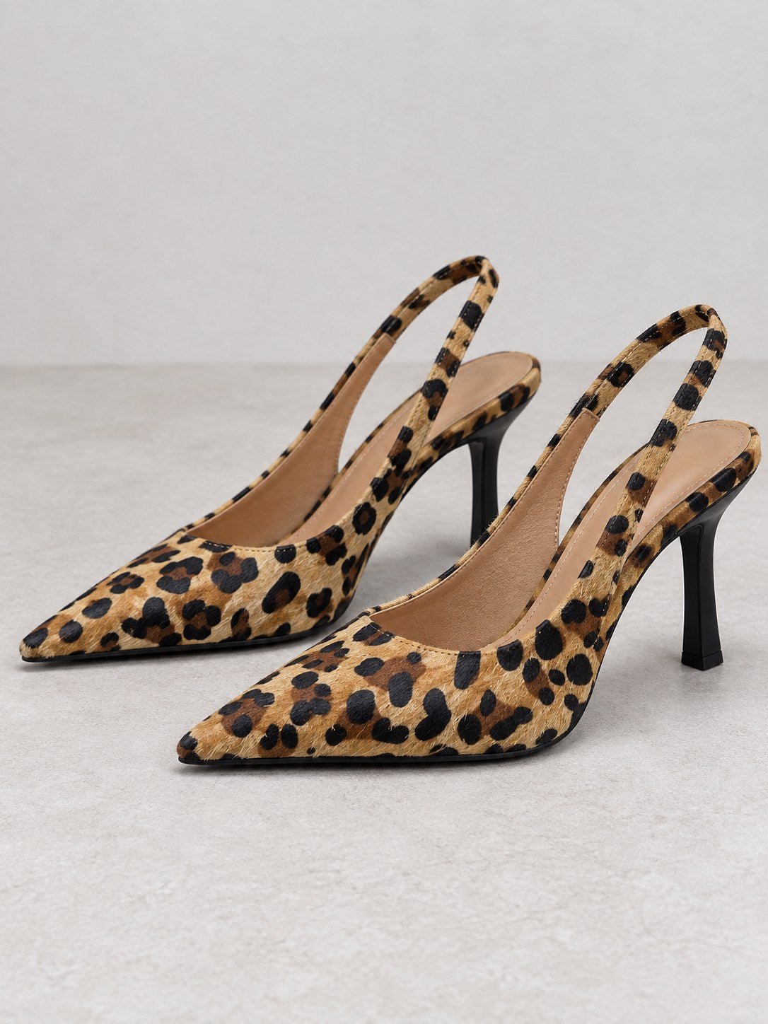 Bailey | Leopard Sling Back Pointed Heels