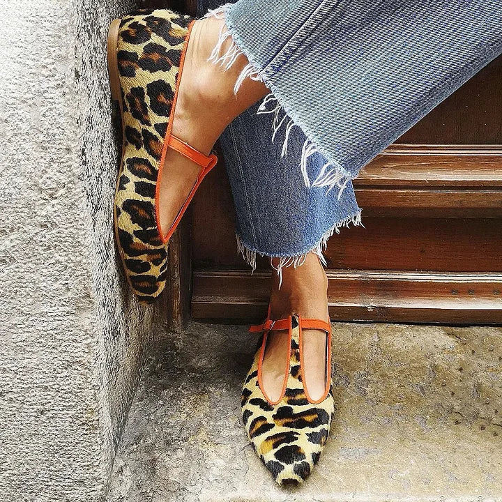 Destiny | Elegant Leopard Strap Flat Shoes Image