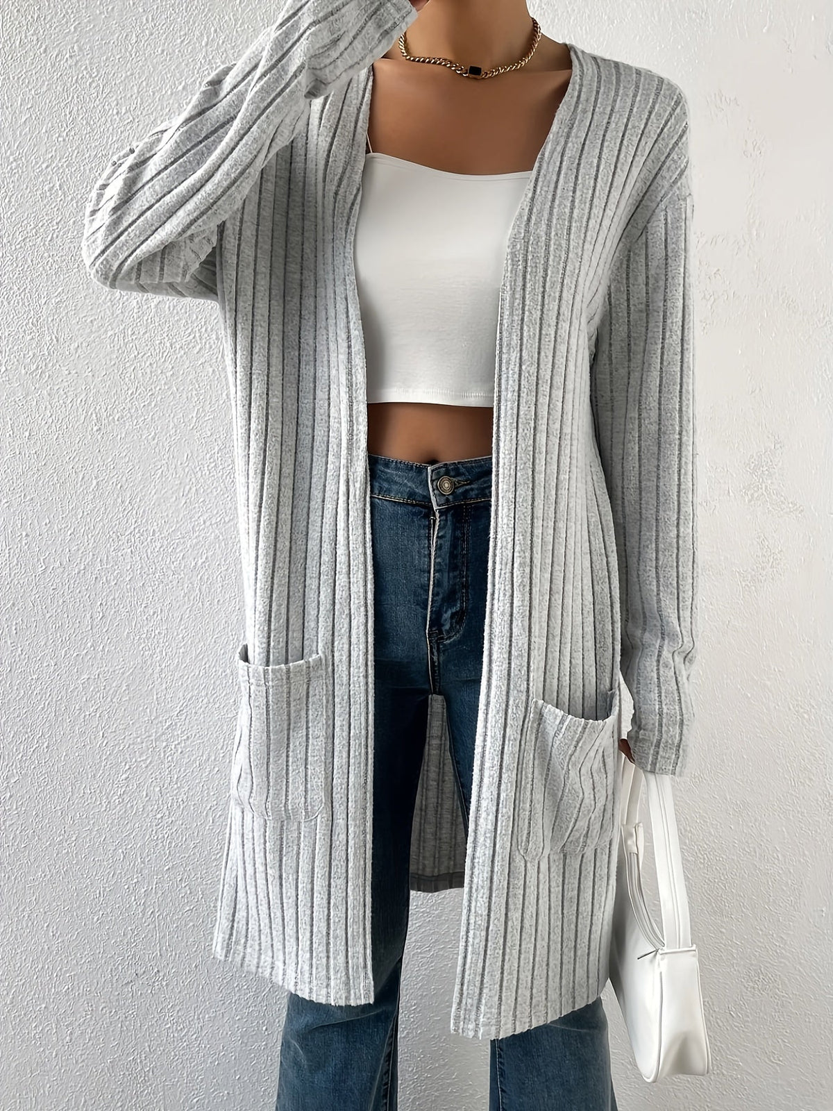 Ophelia | Ribbed Open-Front Cardigan Image