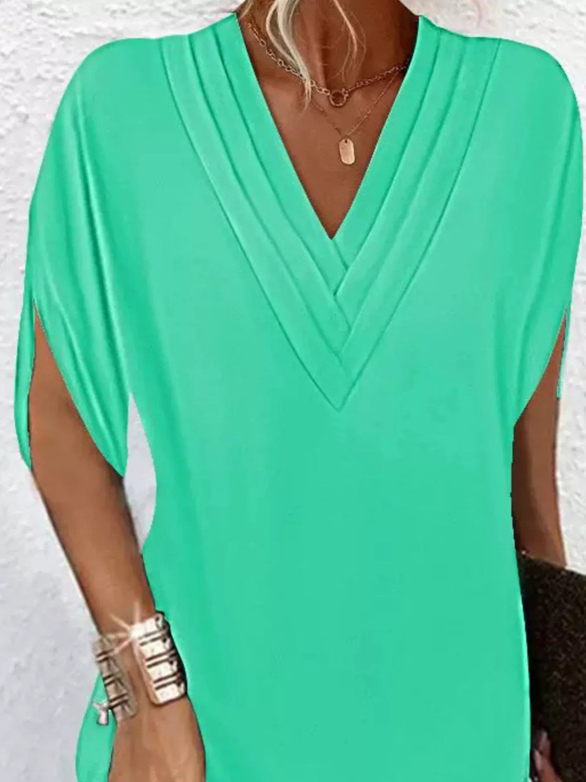 Emery | V-Neck Slit Sleeve Mini Dress