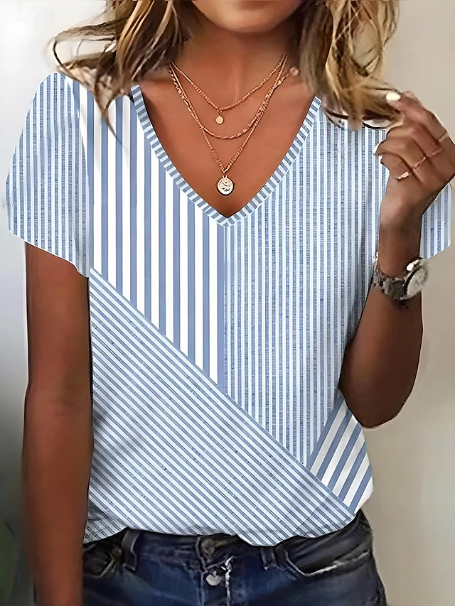 Blythe | Striped V-Neck Top Image