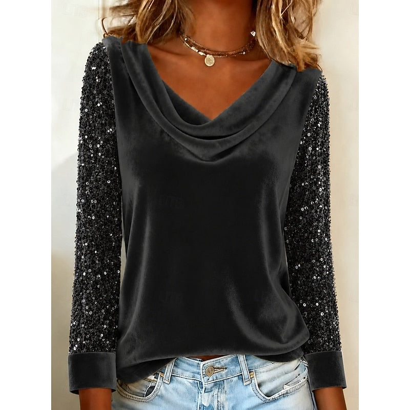 Marlene | Shimmering Cowl-Neck Top Image