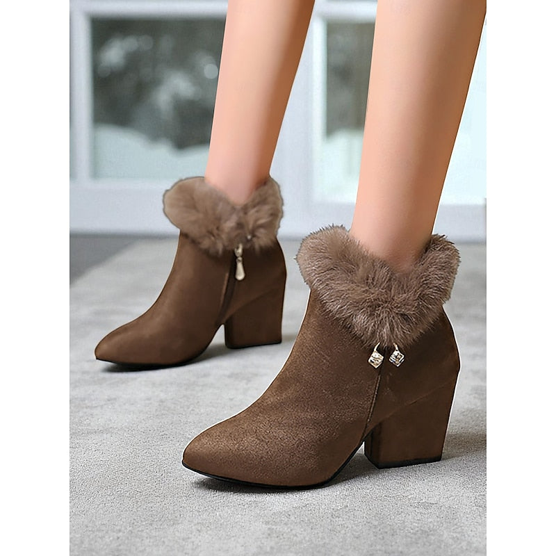 Claire | Fur-Trimmed Block Heel Ankle Boots Image