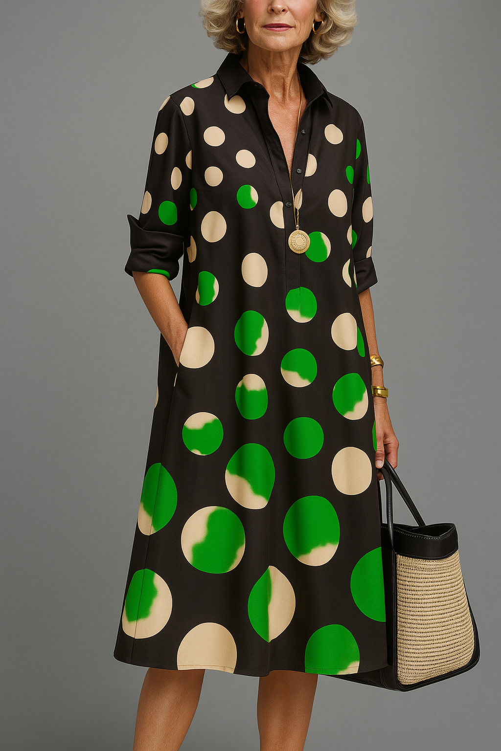 Diana | Sophisticated Pattern Midi Dress Image