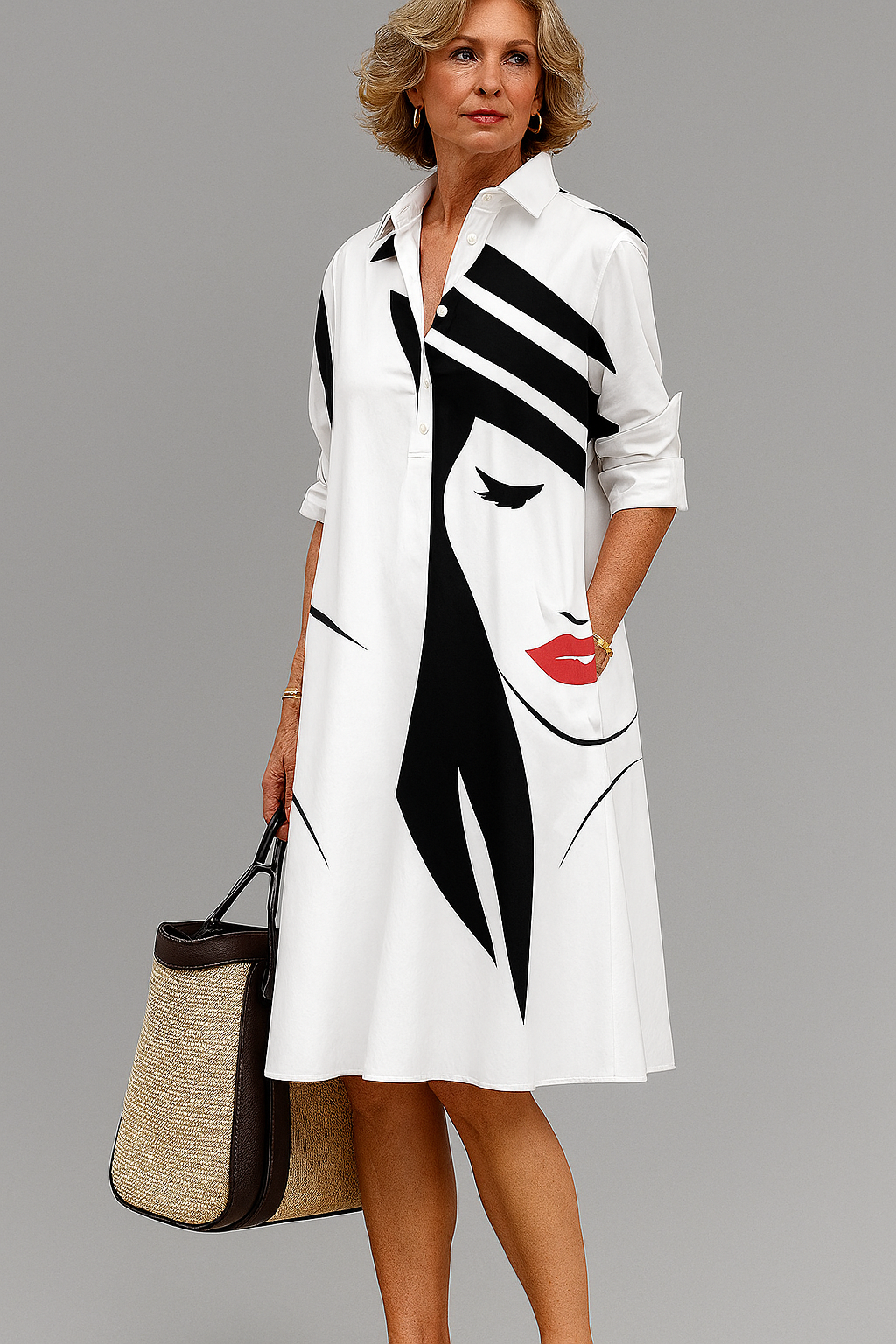 Diana | Sophisticated Pattern Midi Dress Image
