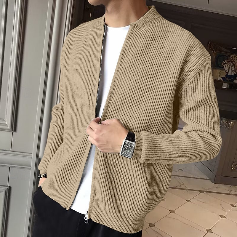 Nigel | Ribbed Zip-Front Cardigan Image