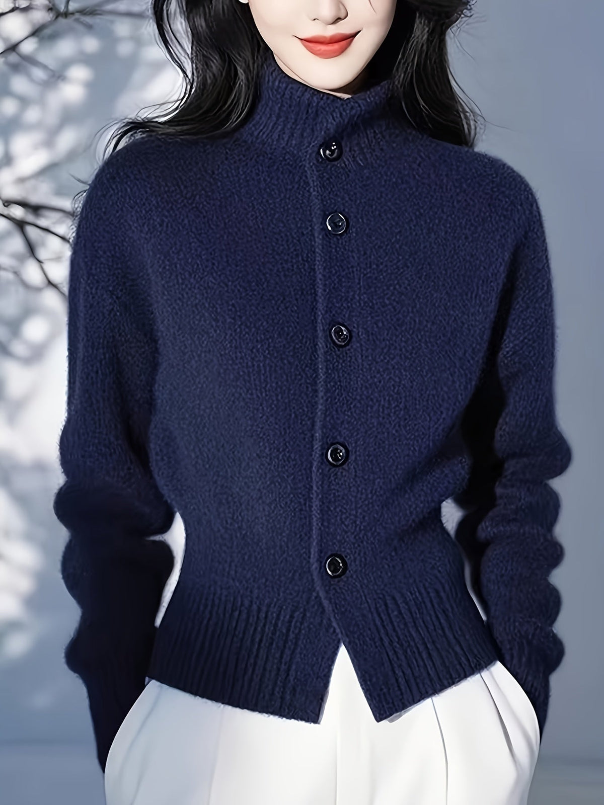 Margot | High-Neck Button Cardigan
