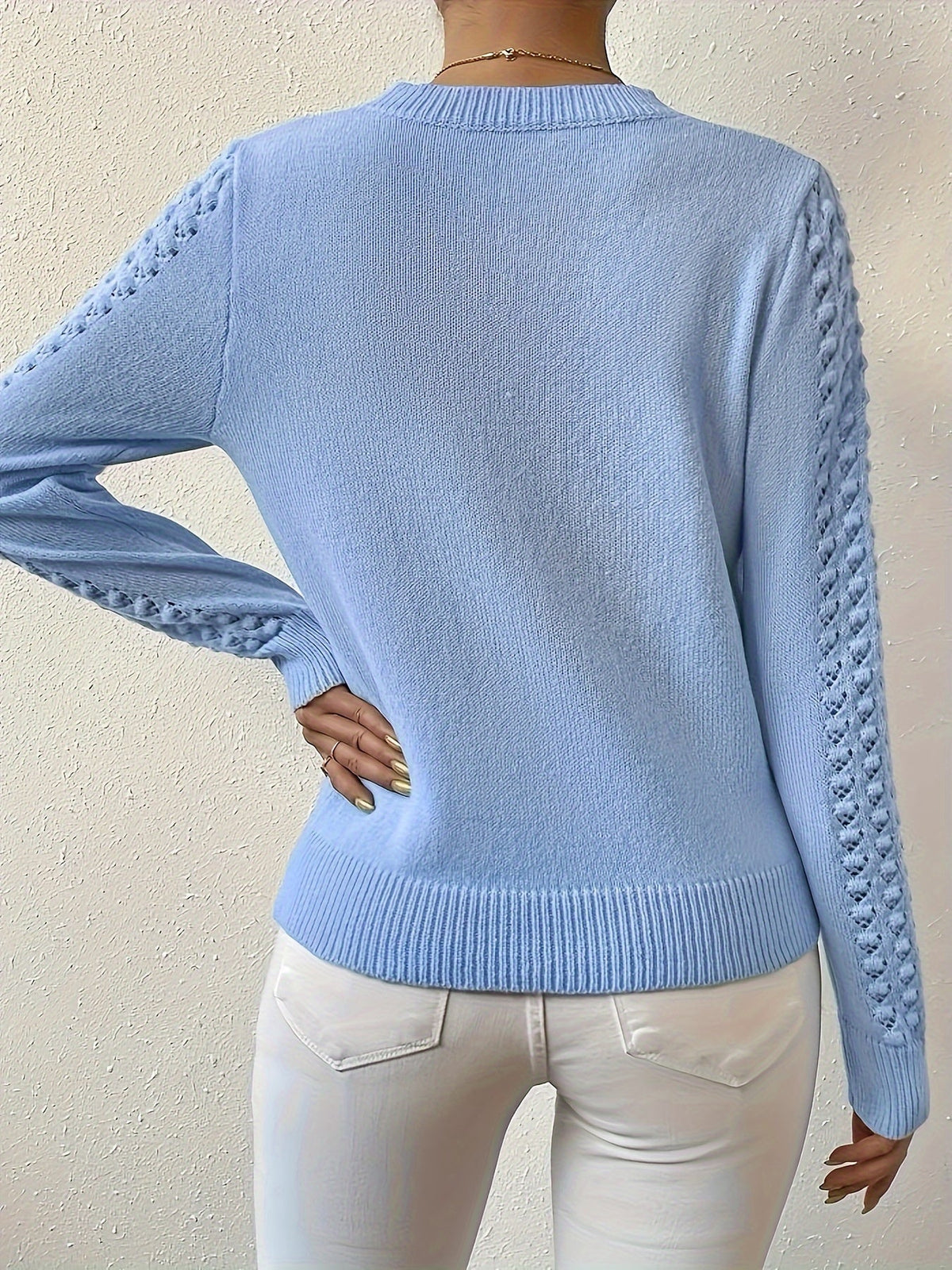 Aveline | Pointelle-Knit Round Neck Sweater Image