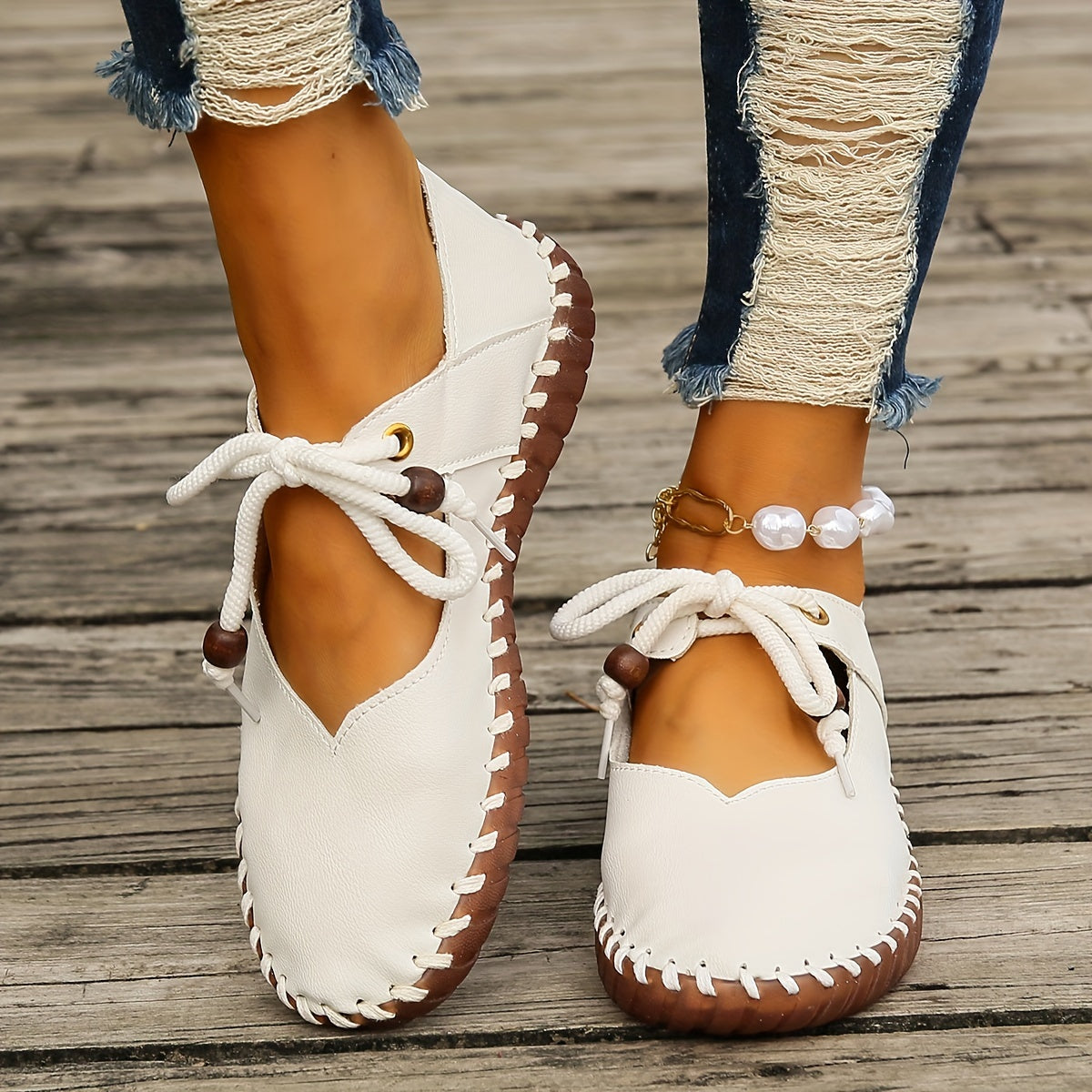 Annette | Handcrafted Lace-Up Flats Image