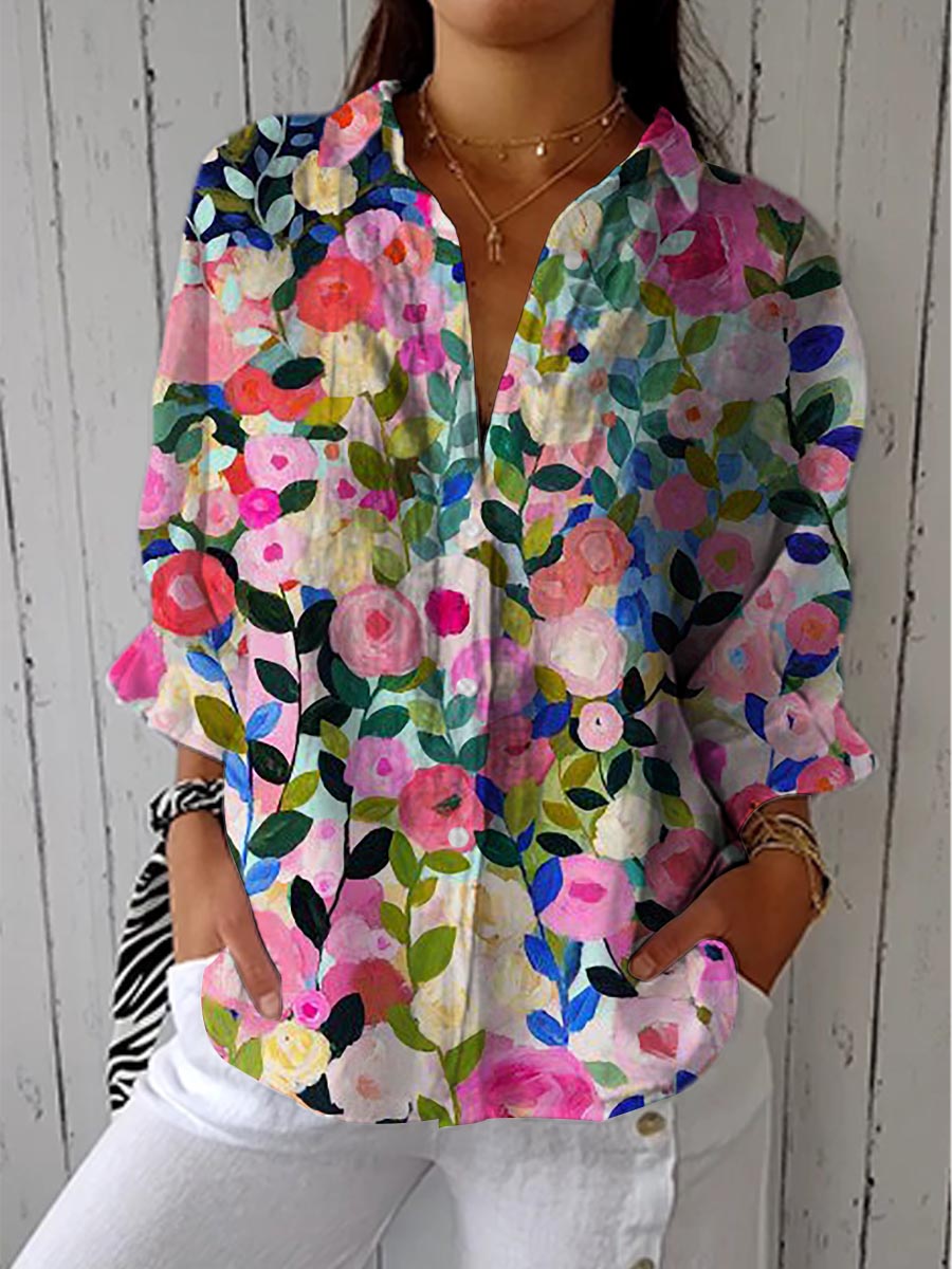 Louise | Stylish Floral Canvas Blouse Image