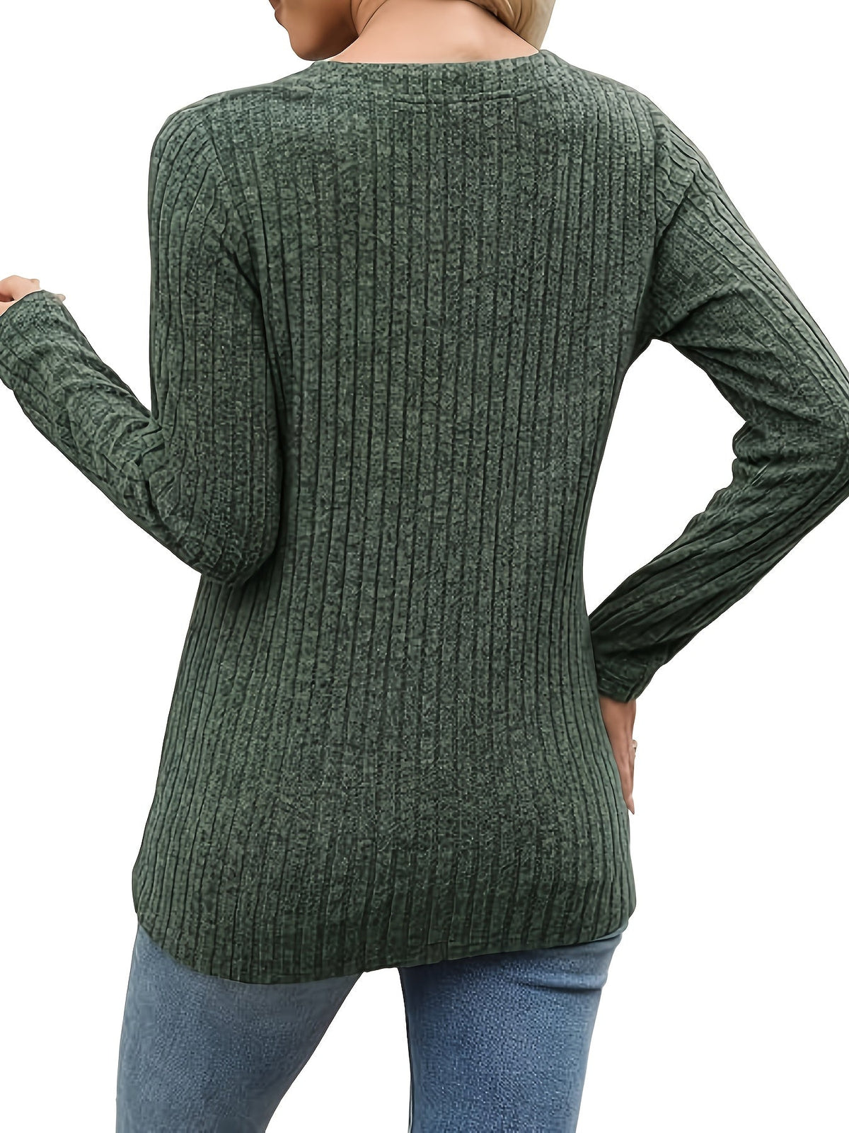 Nadia | Ribbed Button-Neck Top Image