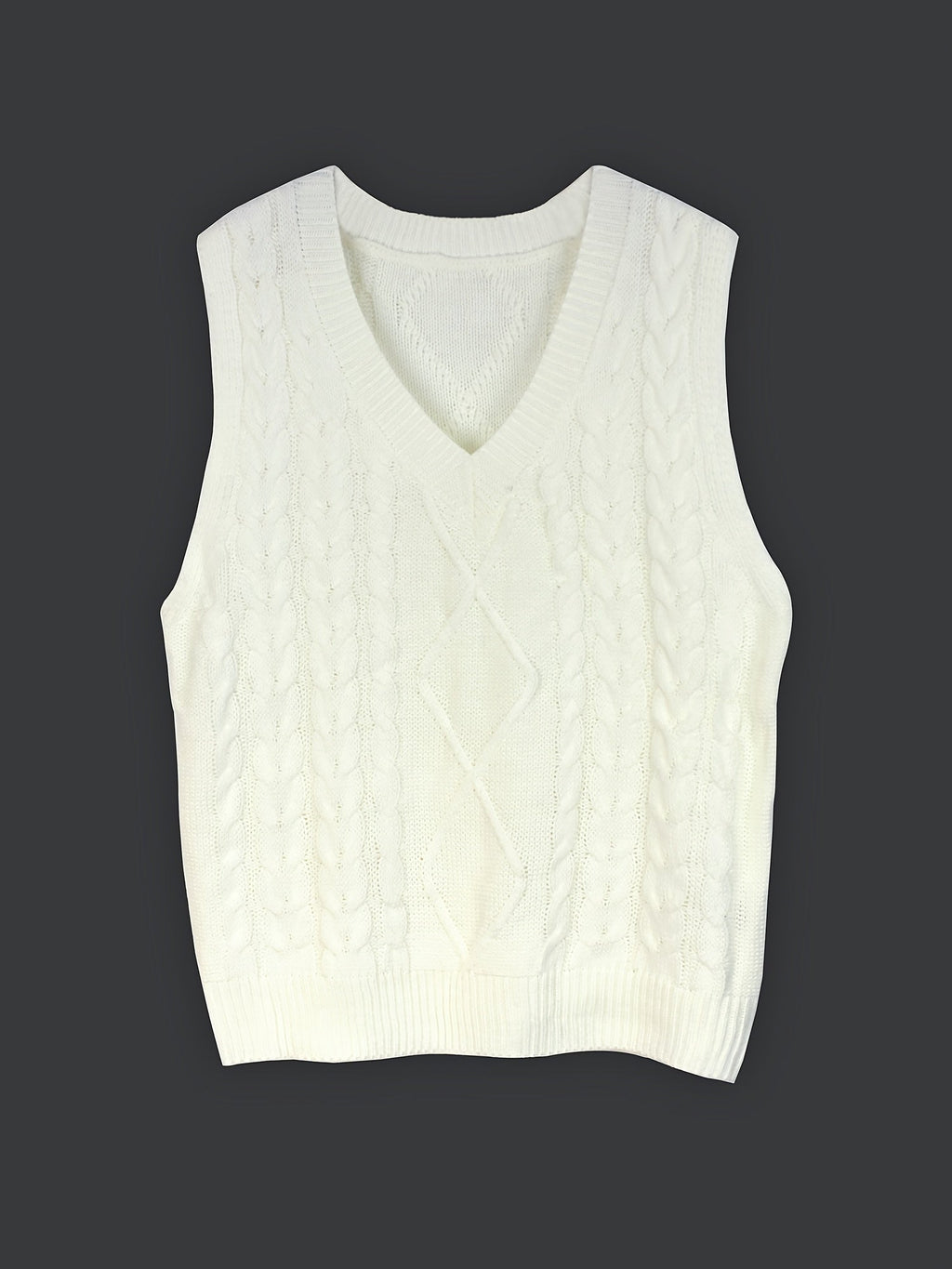 Cora | Cozy Cable-Knit V-Neck Sweater Vest