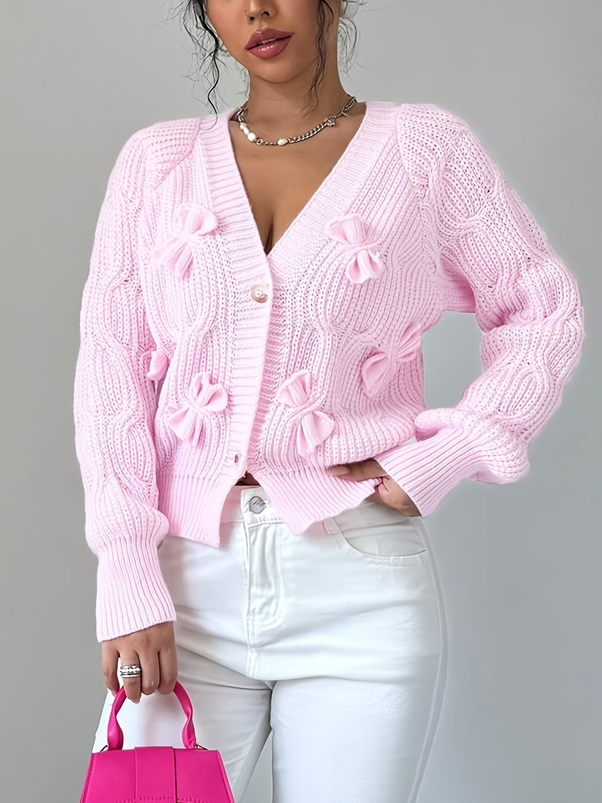 Juniper | Soft Bow-Detail Long Sleeve Cardigan Image