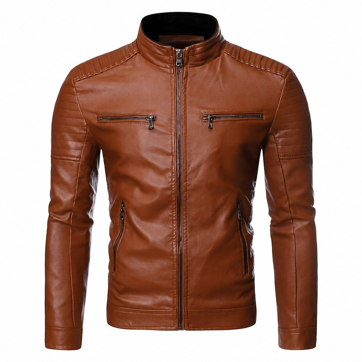 Chandler | Classic Stand-Collar Biker Jacket Image