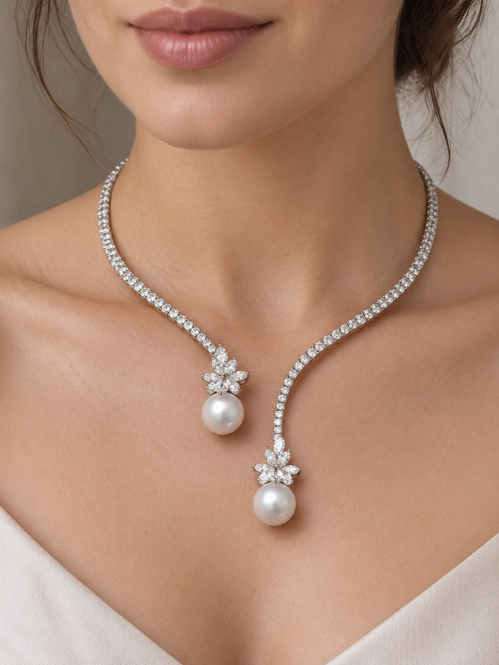 Charlene | Elegant Silver Pearl Necklace