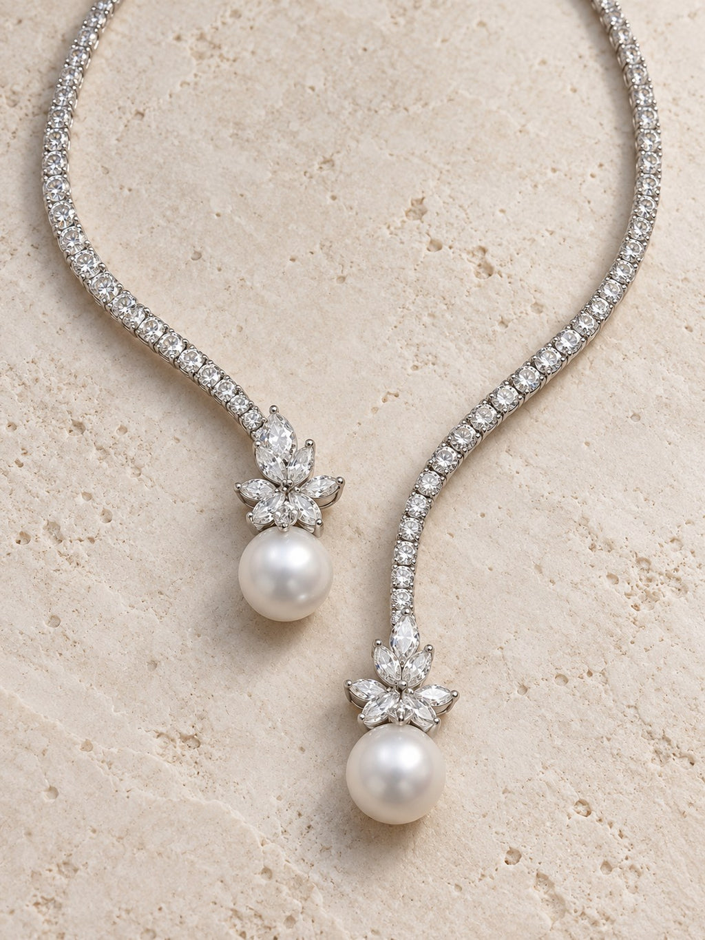 Charlene | Elegant Silver Pearl Necklace