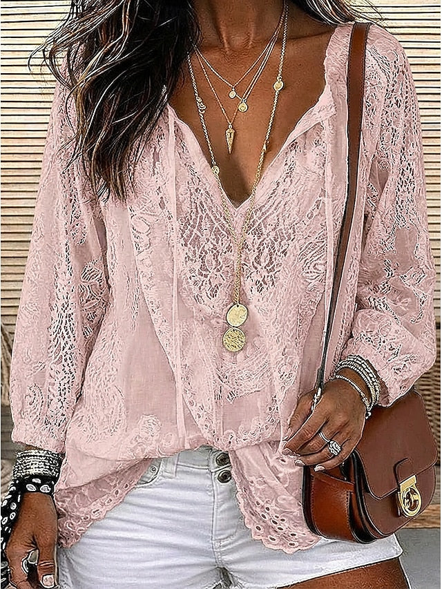 Estelle | Boho Lace-Detail Blouse Image