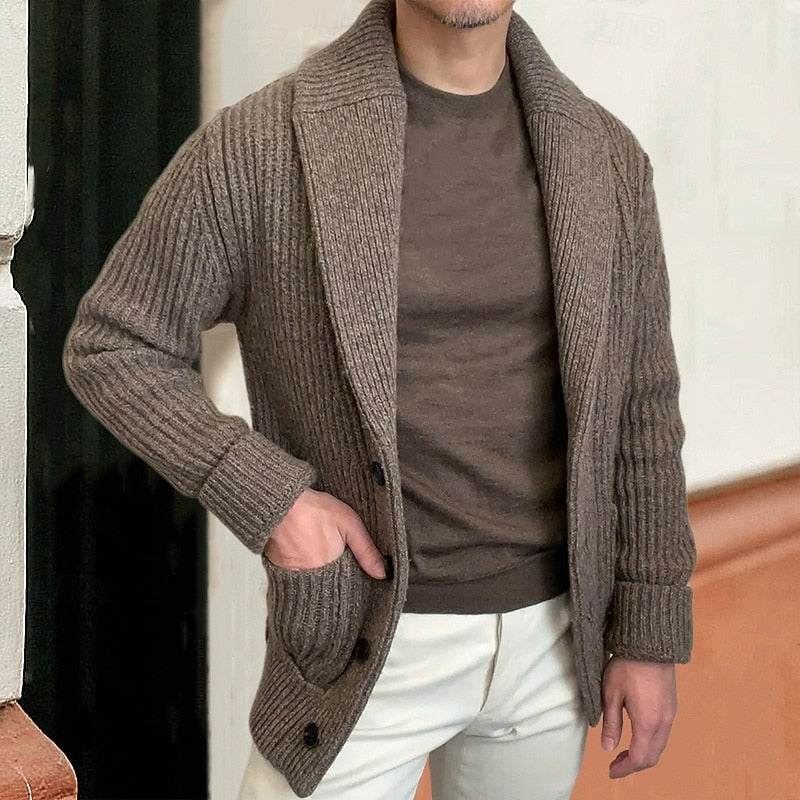 Bradley | Shawl Collar Ribbed Cardigan Image