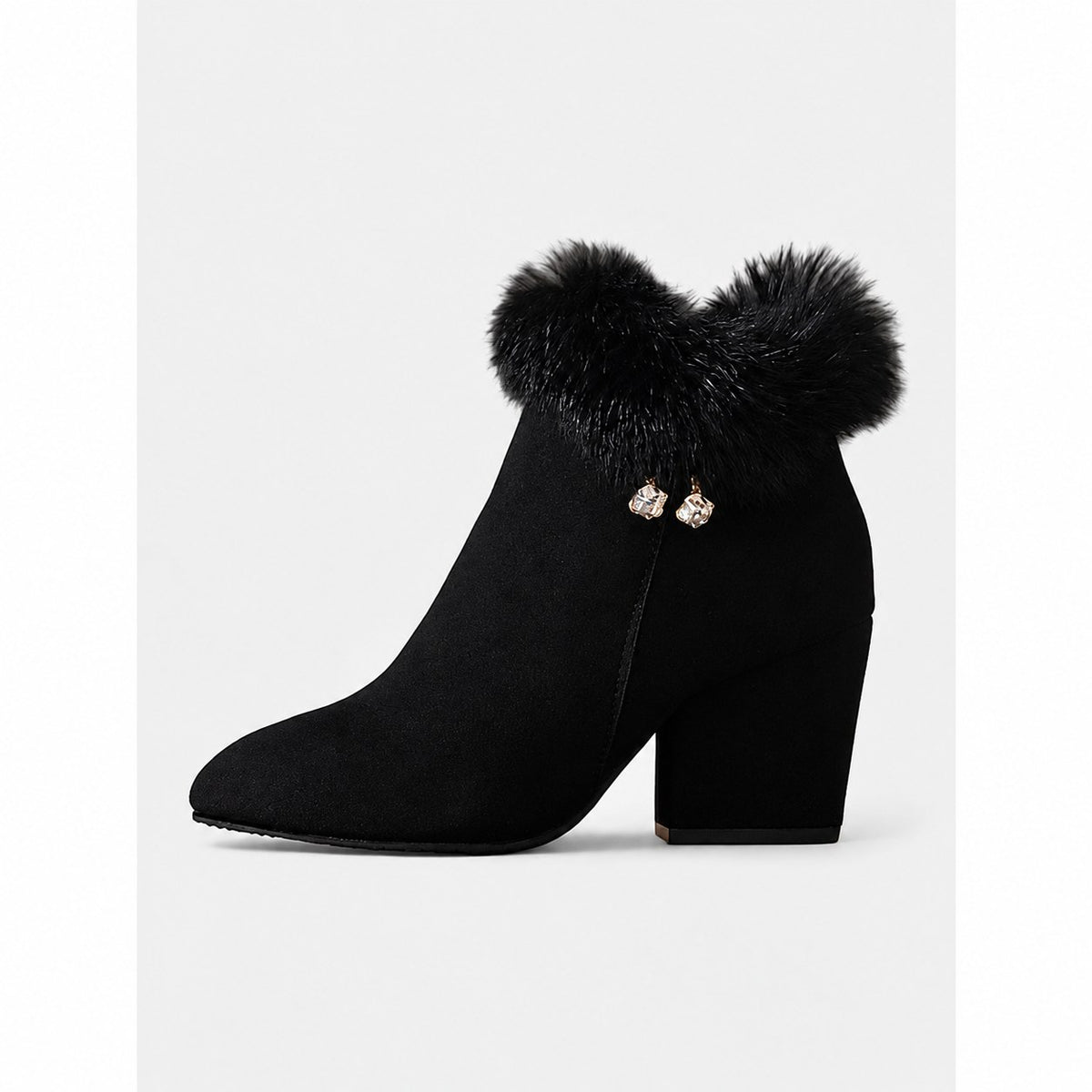 Claire | Fur-Trimmed Block Heel Ankle Boots