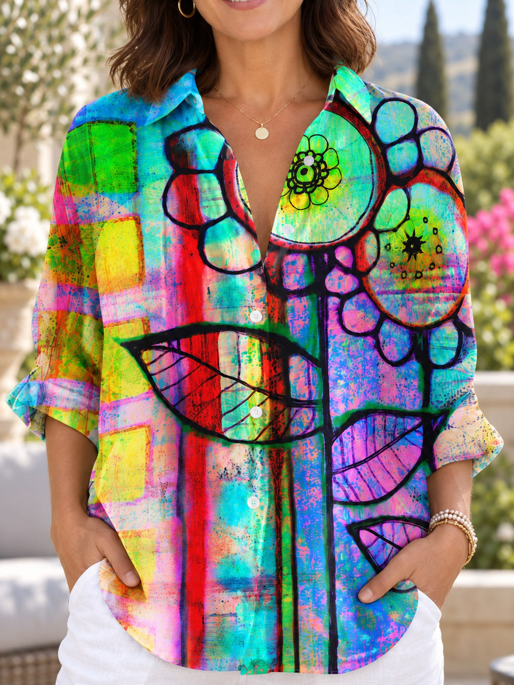 Claribel | Stylish Multicolor Artistic Blouse