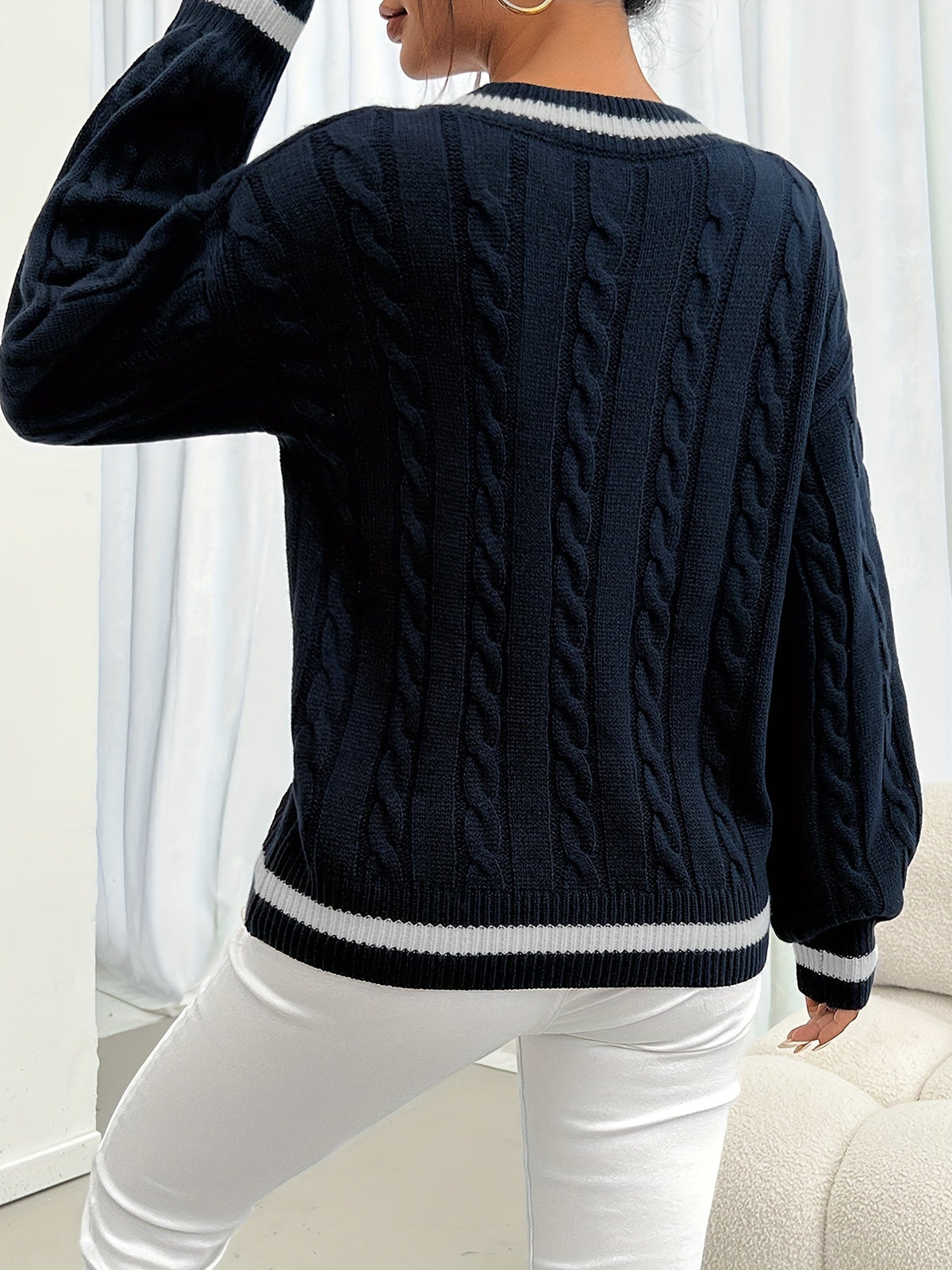 Camryn | Cable-Knit V-Neck Sweater Image