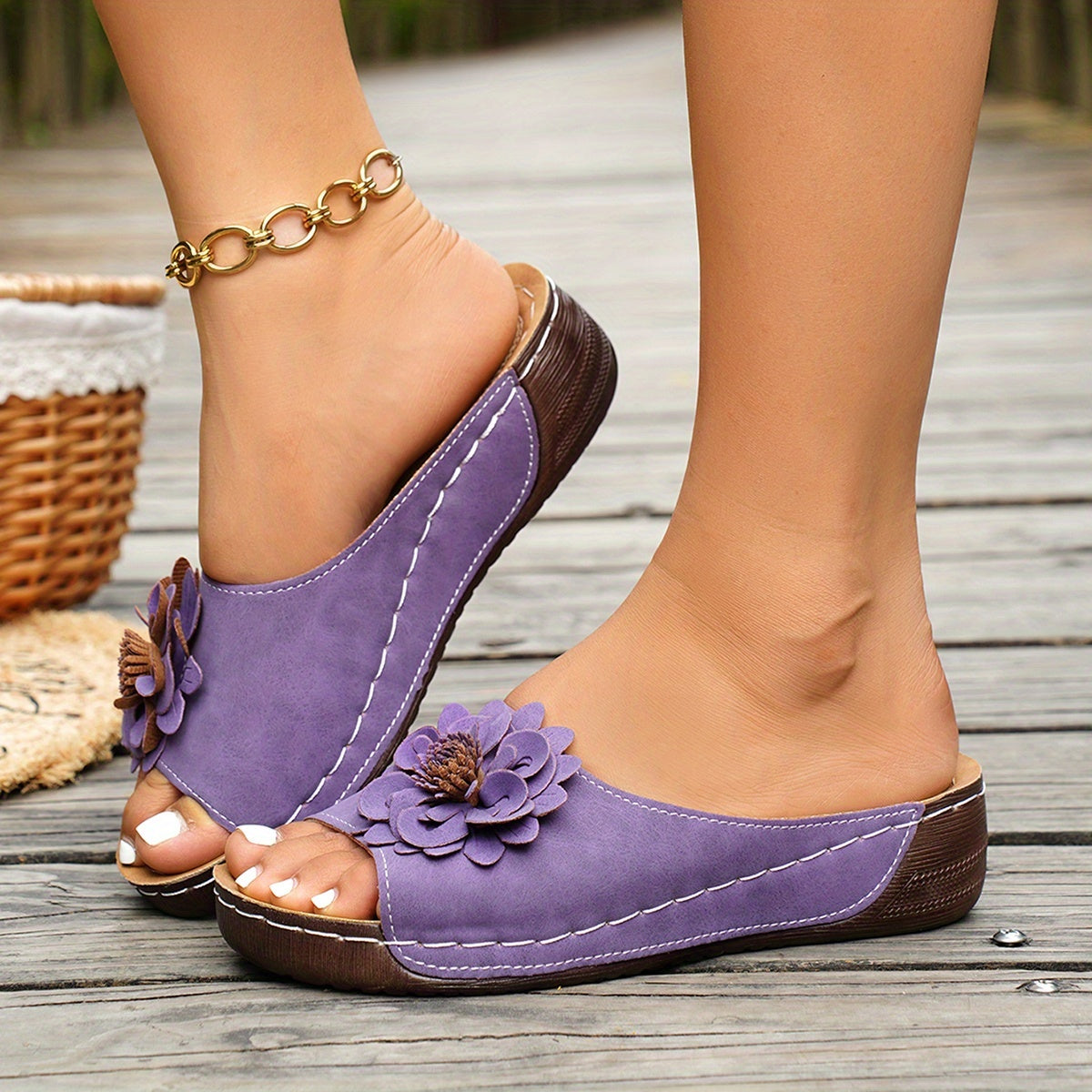 Melanie | Floral Comfort Wedge Sandals Image