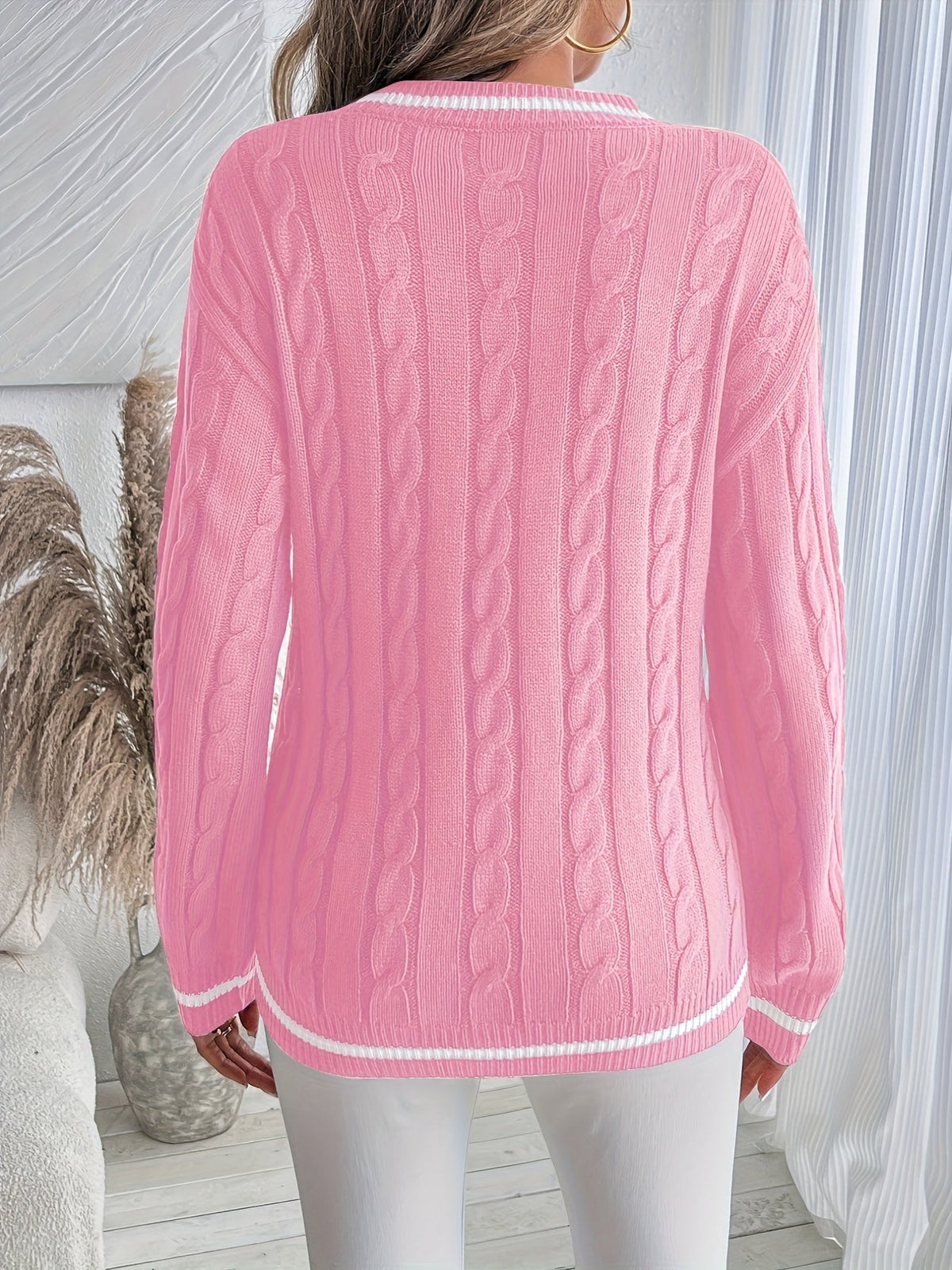 Constance | Cable-Knit V-Neck Sweater Image
