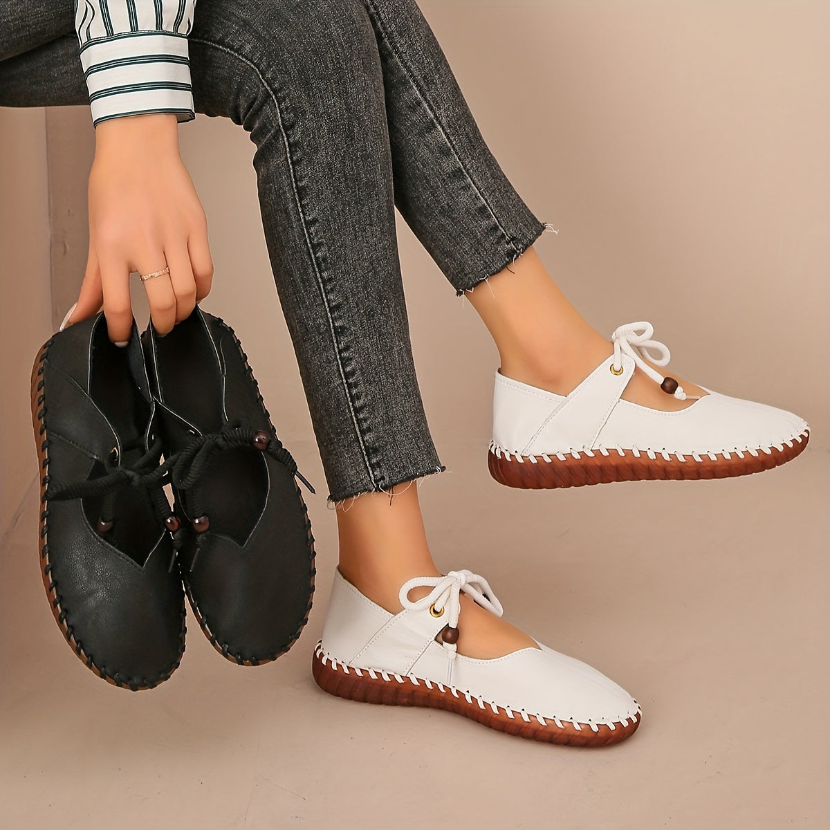 Annette | Handcrafted Lace-Up Flats Image