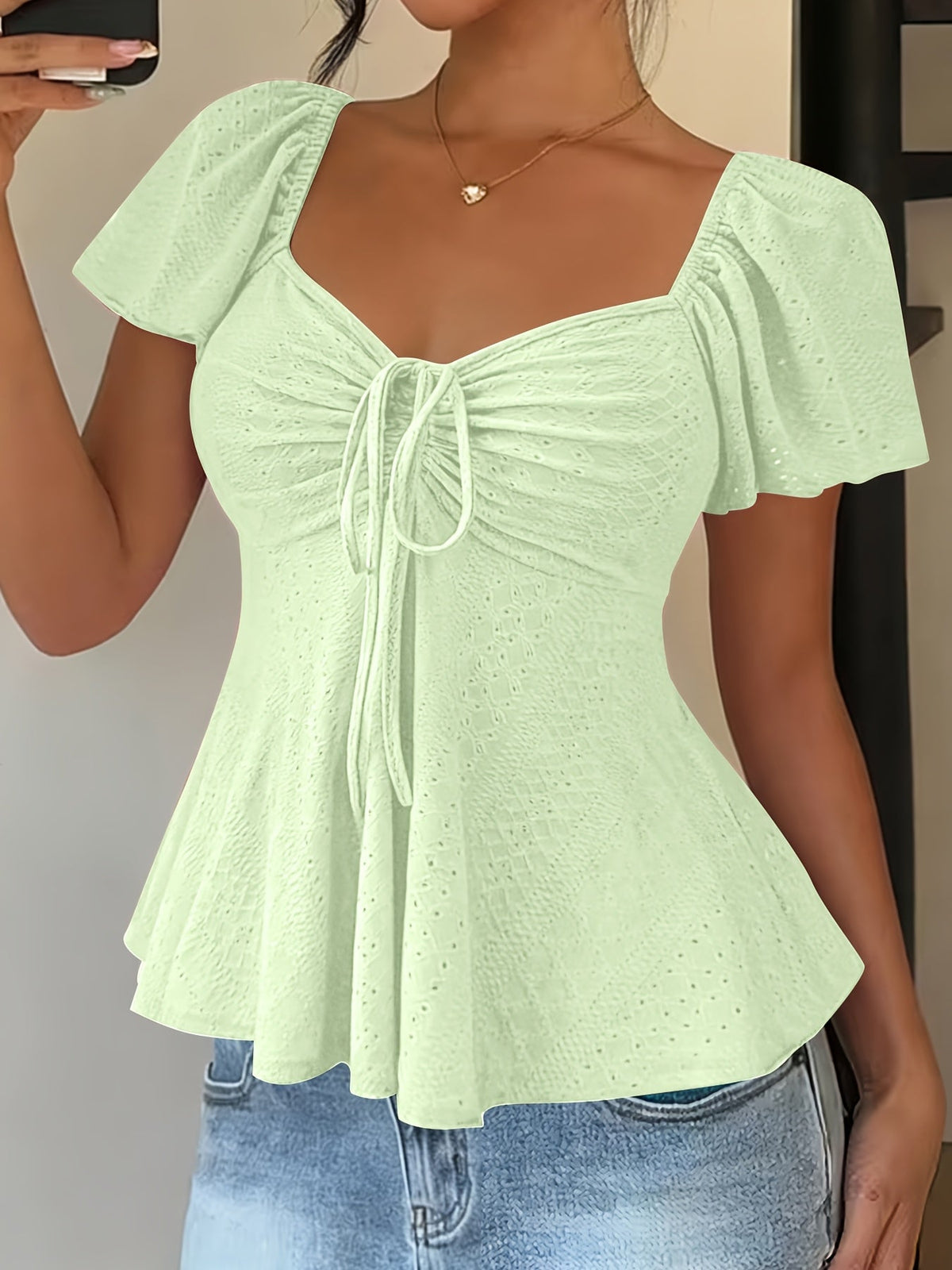 Josephine | Flutter-Sleeve Peplum Top Image