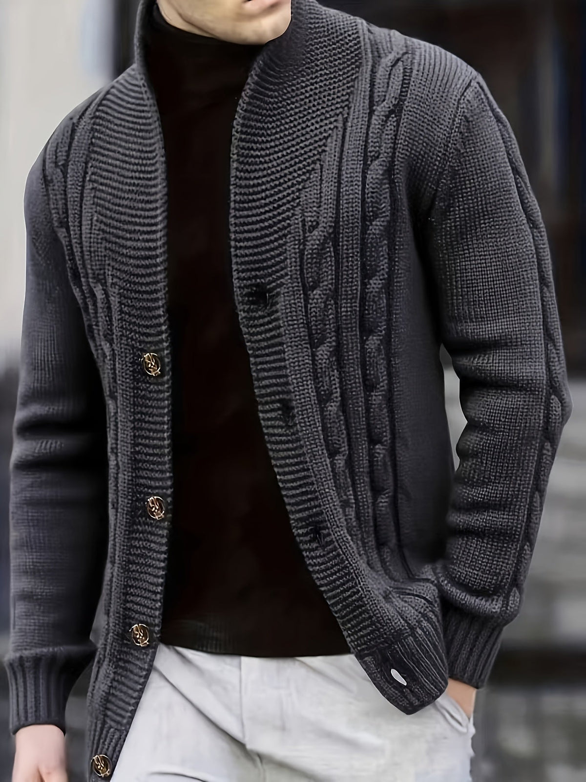Trevor | Cable-Knit Button Cardigan