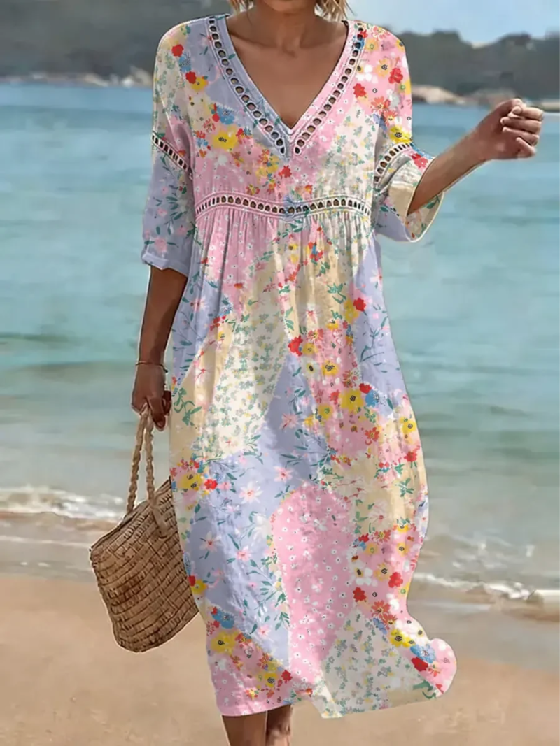 Mindy | Stylish Floral Patchwork Dress Image