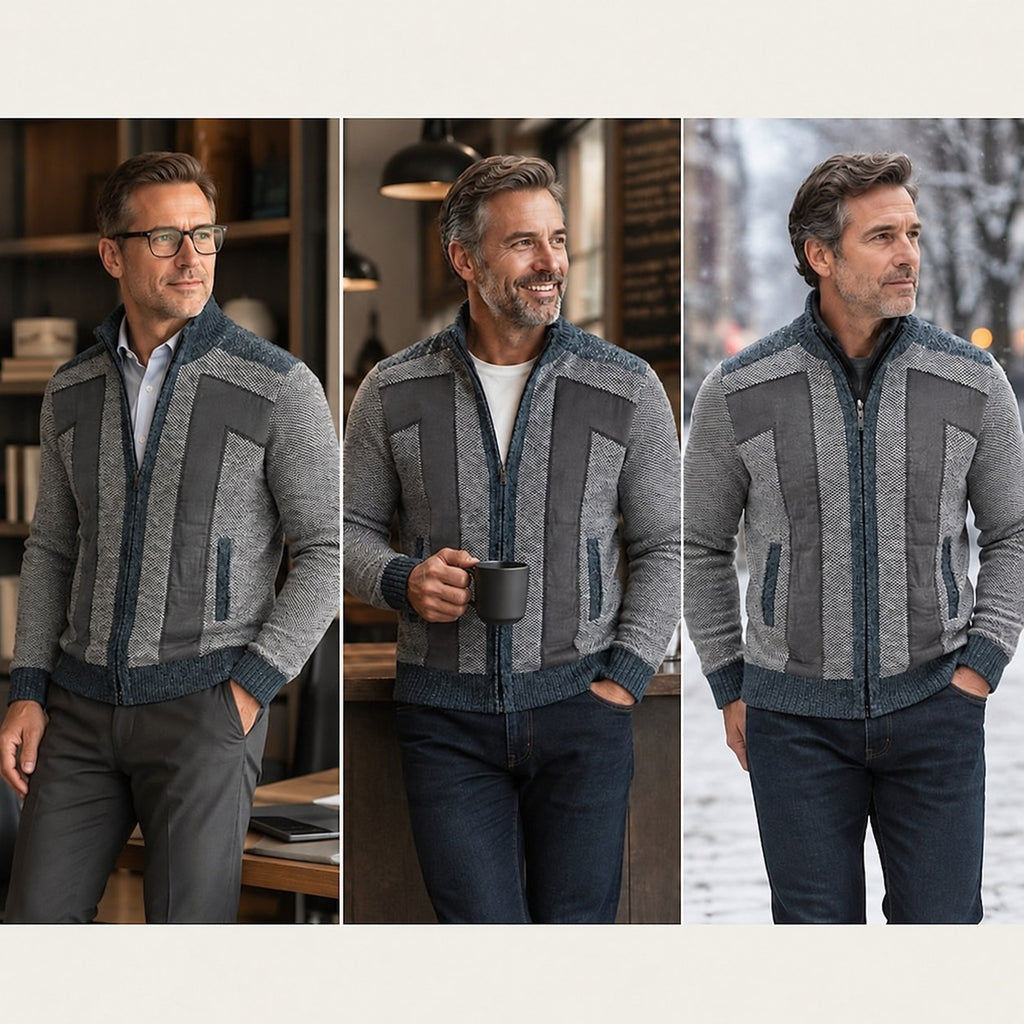 Declan | Textured Zip-Up Cardigan