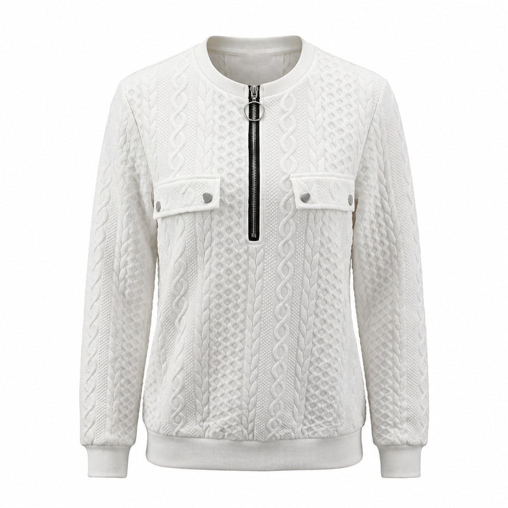 Rosanna | Cable-Textured Quarter-Zip Top