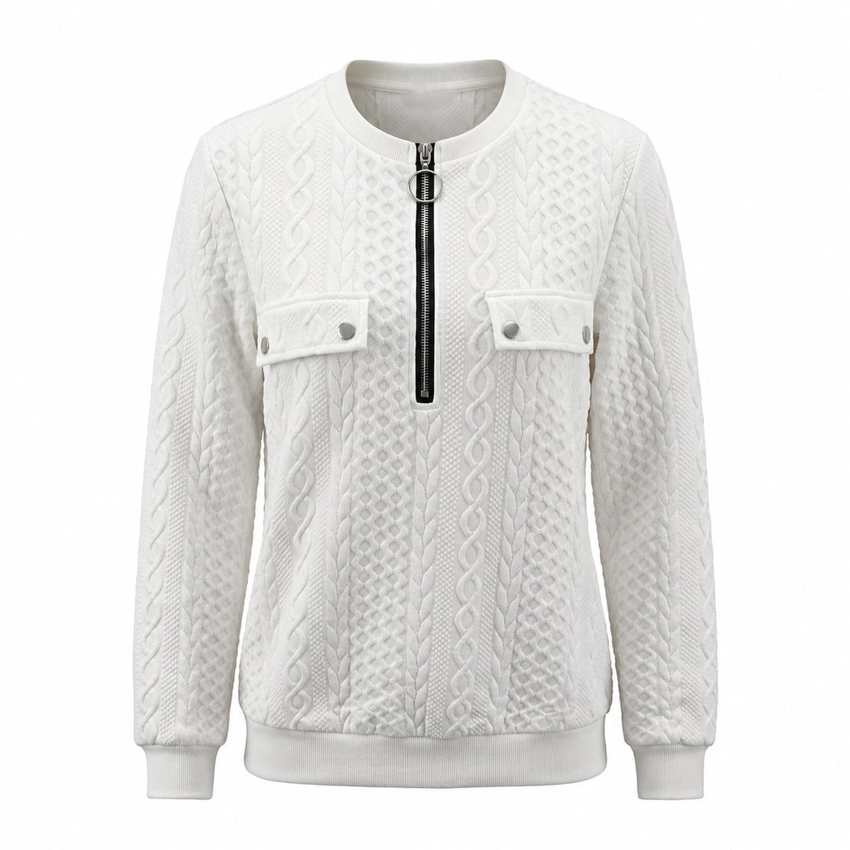 Rosanna | Cable-Textured Quarter-Zip Top Image