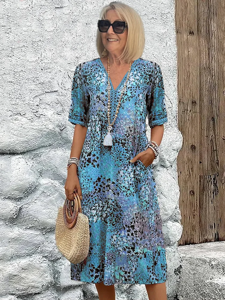 Natalie | Vibrant Pattern Midi Dress Image