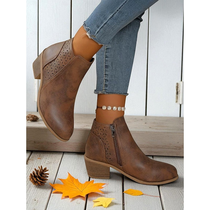 Hollis | Cutout Low-Heel Ankle Boots Image