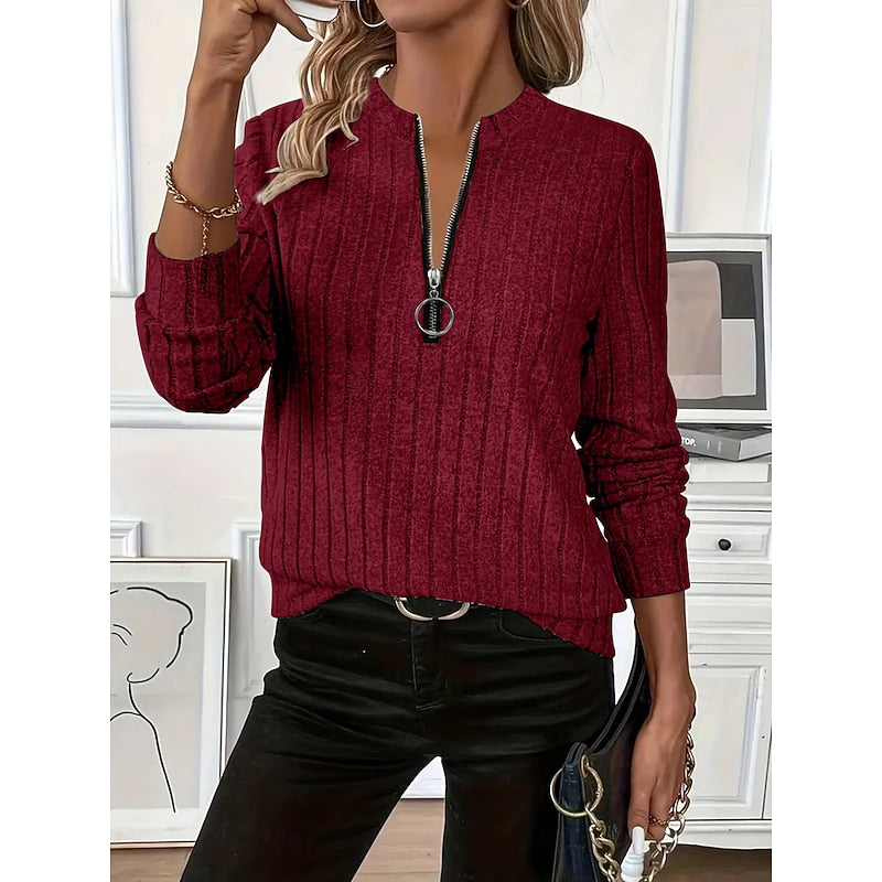 Celeste | Ribbed Zip-Neck Top Image