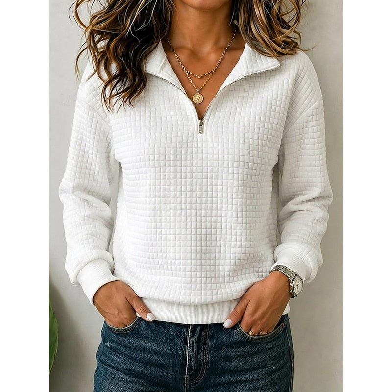 Annette | Textured Quarter-Zip Pullover Image