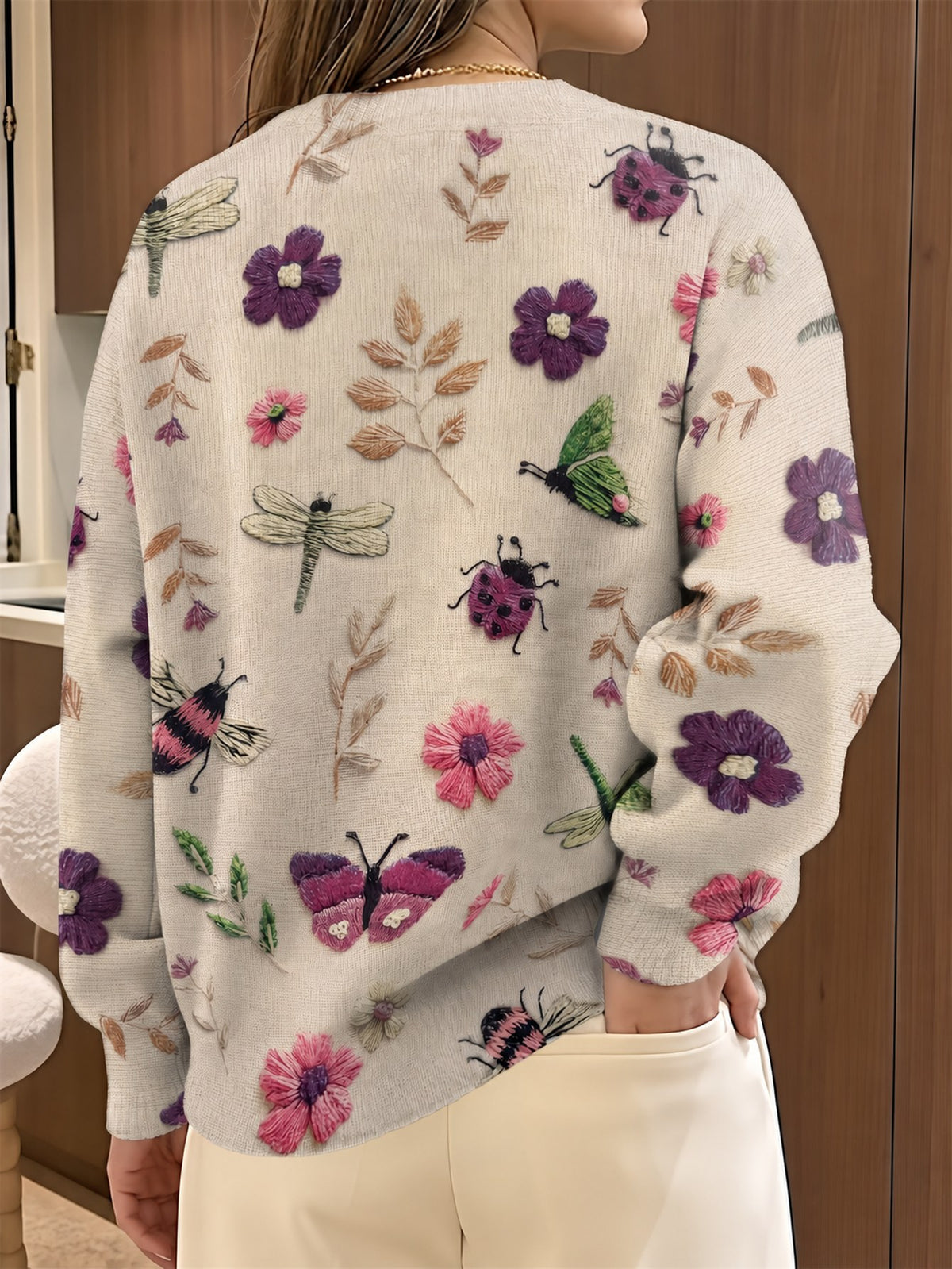 Elsie | Botanical Print Crewneck Sweater