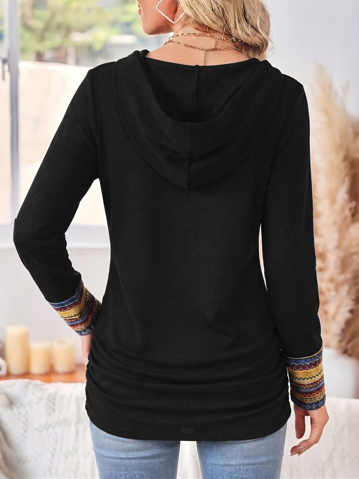 Greta | Patterned Patchwork Hoodie