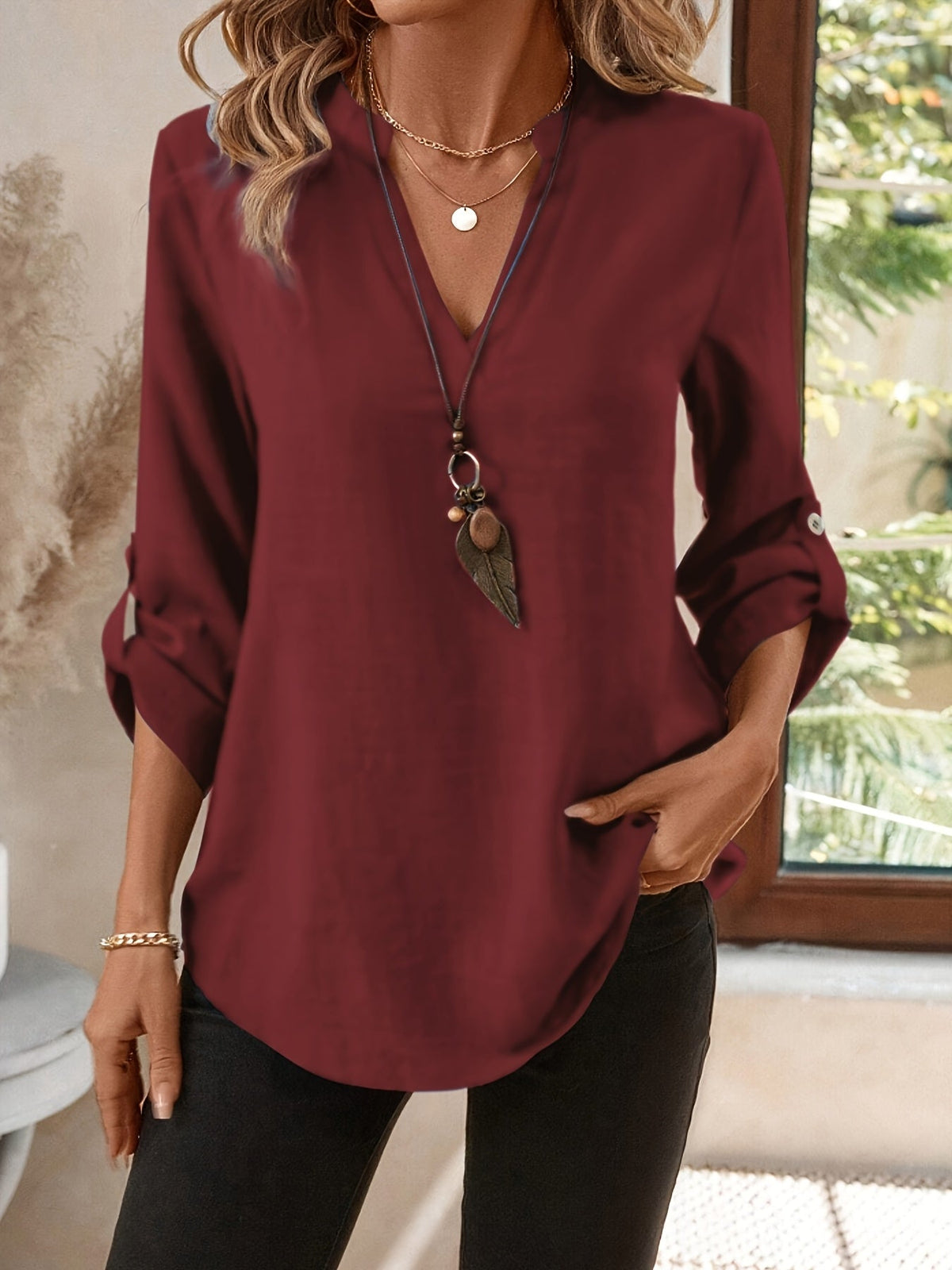 Corinne | Refined V-Neck Blouse Image