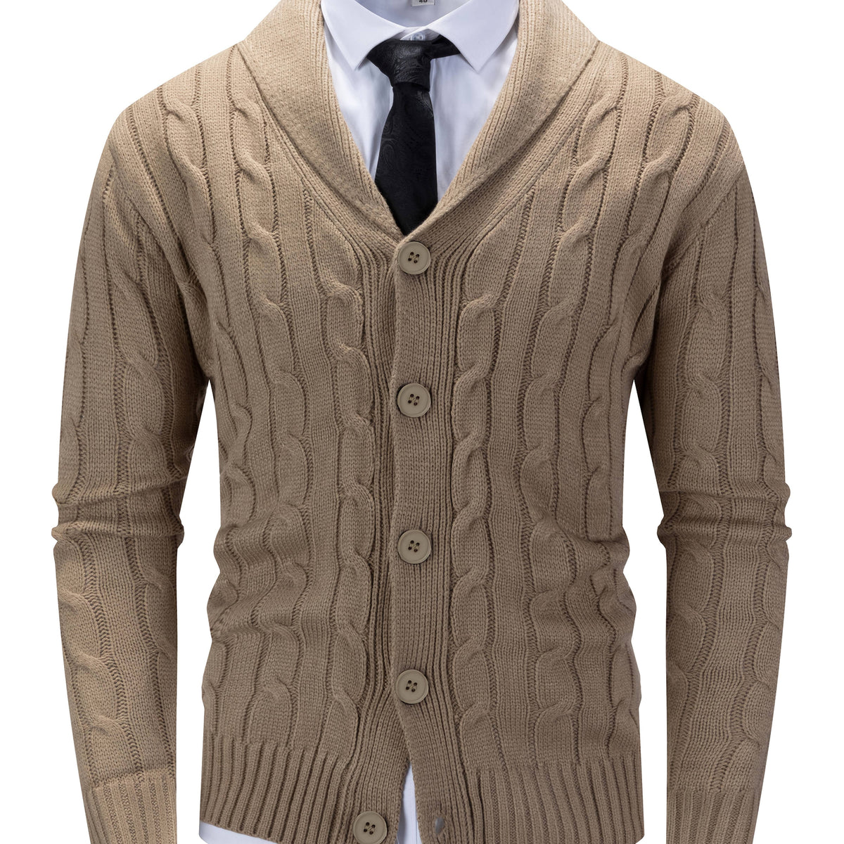 Walter | Shawl Collar Cable Knit Cardigan Image