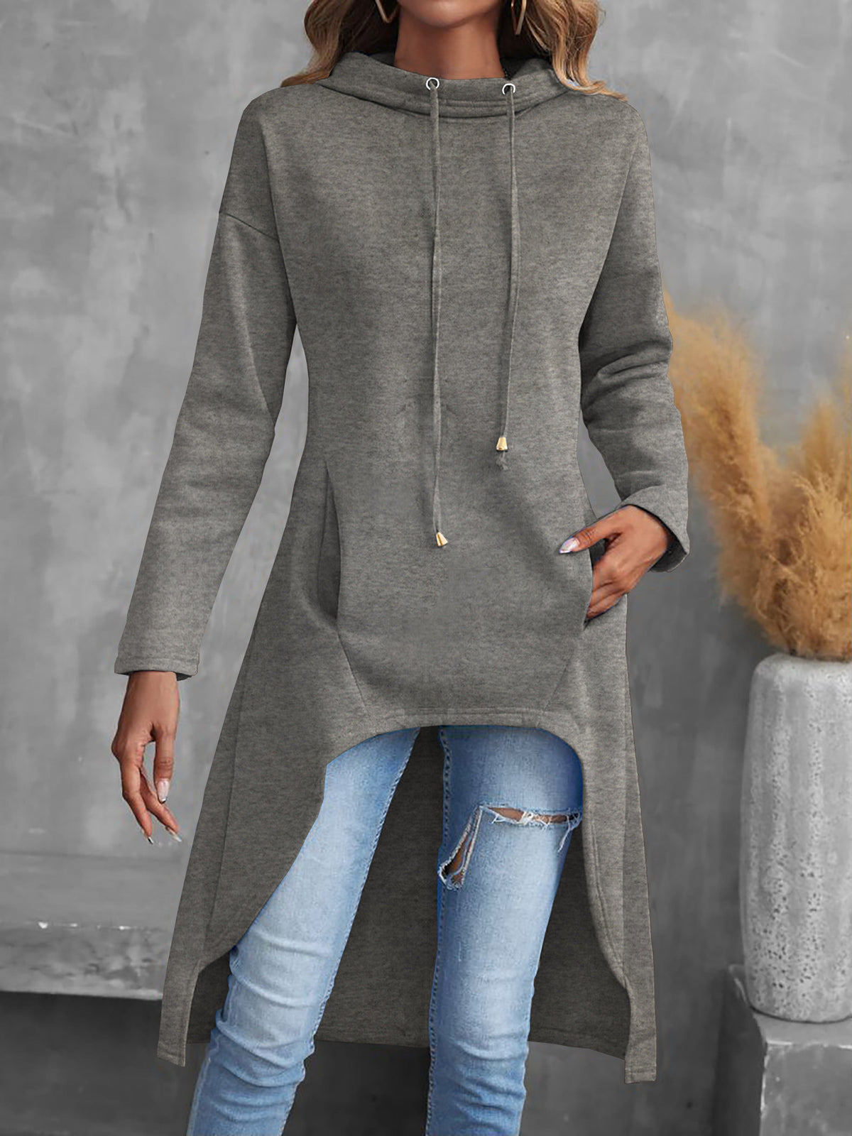 Tabitha | High-Low Drawstring Hoodie Image