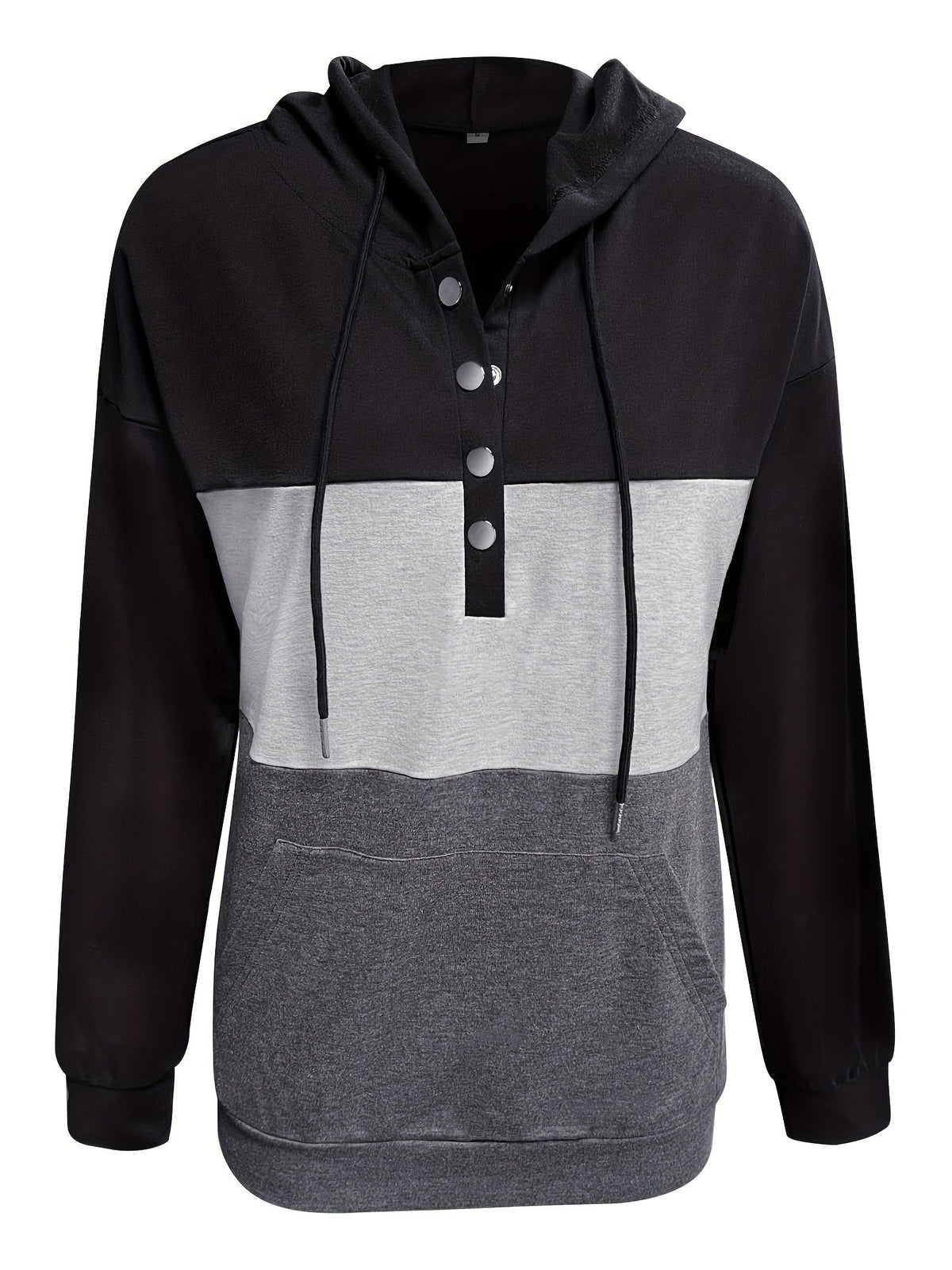 Melanie | Color Block Button-Neck Hoodie Image