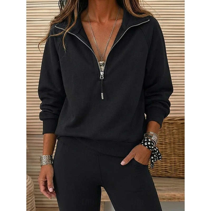 Cassandra | Quarter-Zip Lapel Sweatshirt Image