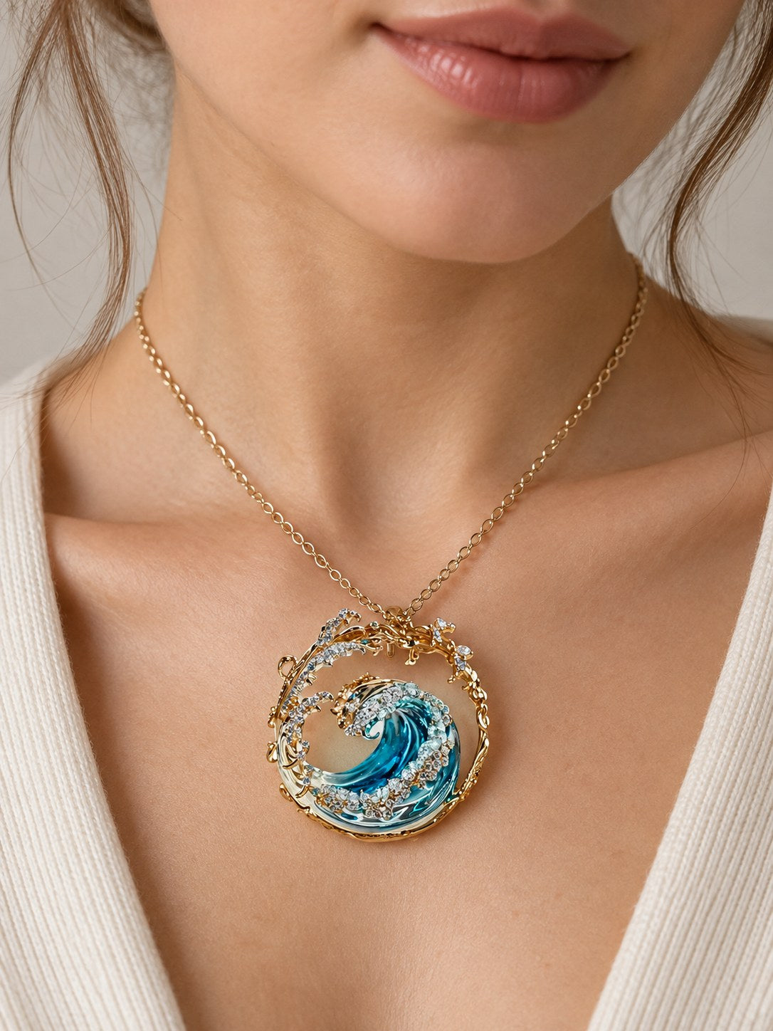 Elaine | Elegant Ocean Wave Necklace Image