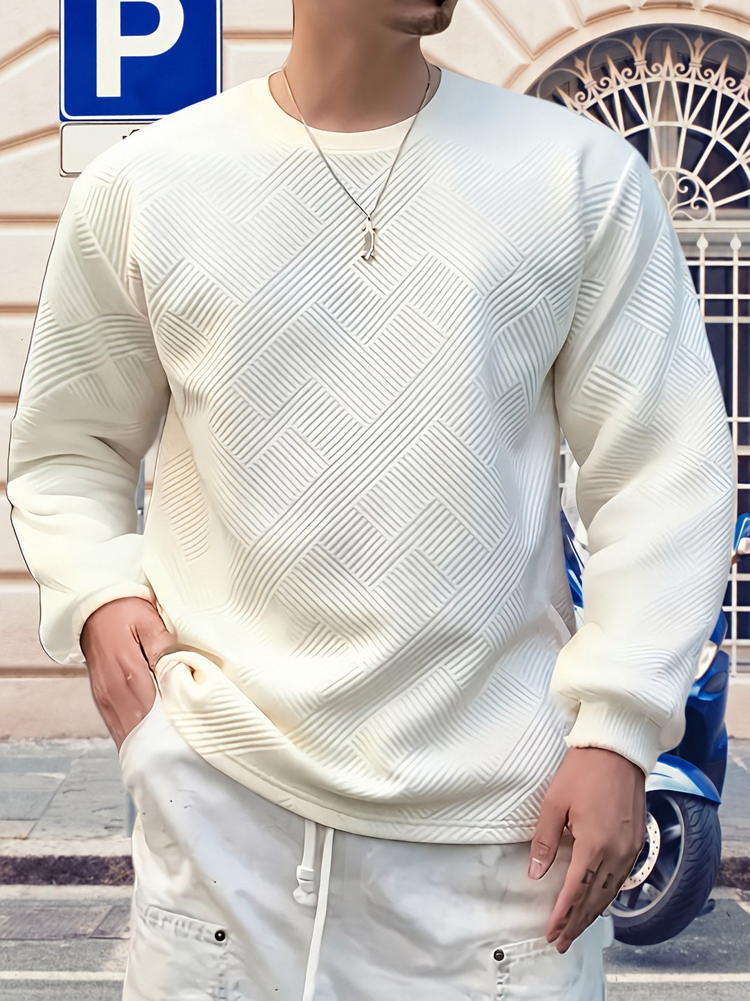 Elias | Textured Crew Neck Sweatshirt Image