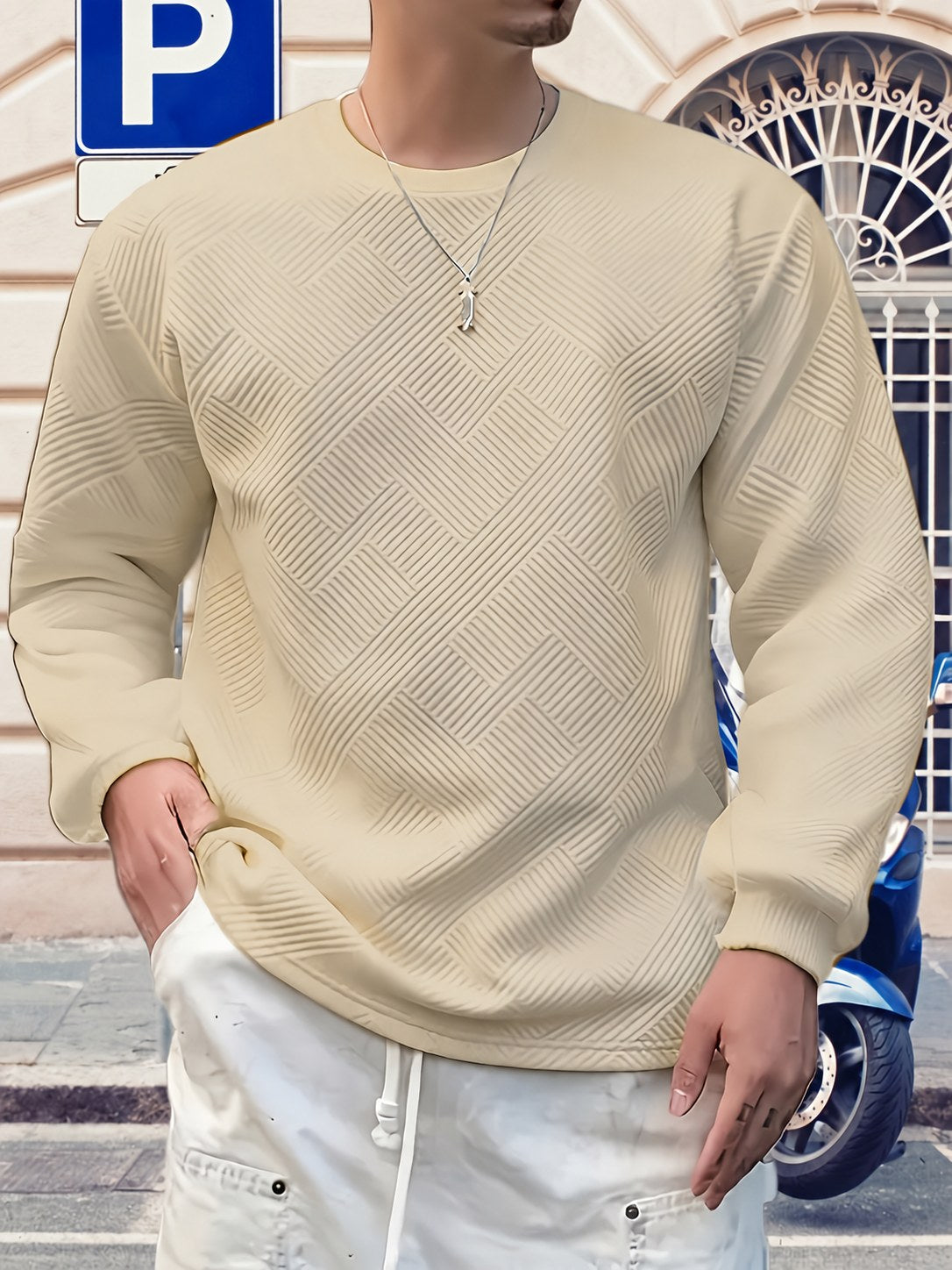 Elias | Textured Crew Neck Sweatshirt