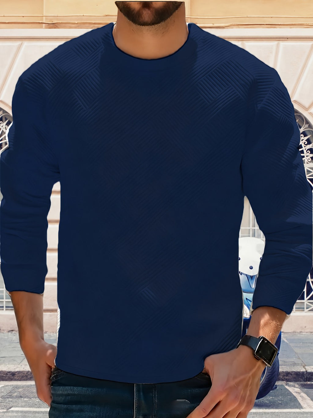 Elias | Textured Crew Neck Sweatshirt